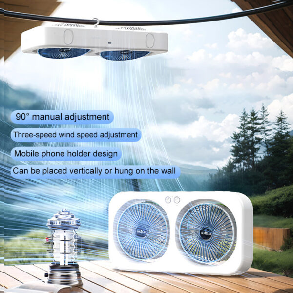 Double head USB dormitory desktop fan-Ecchuanyi - Image 2