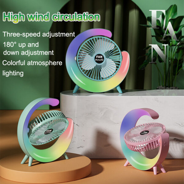 Colorful light desktop fan-Ecchuanyi - Image 2